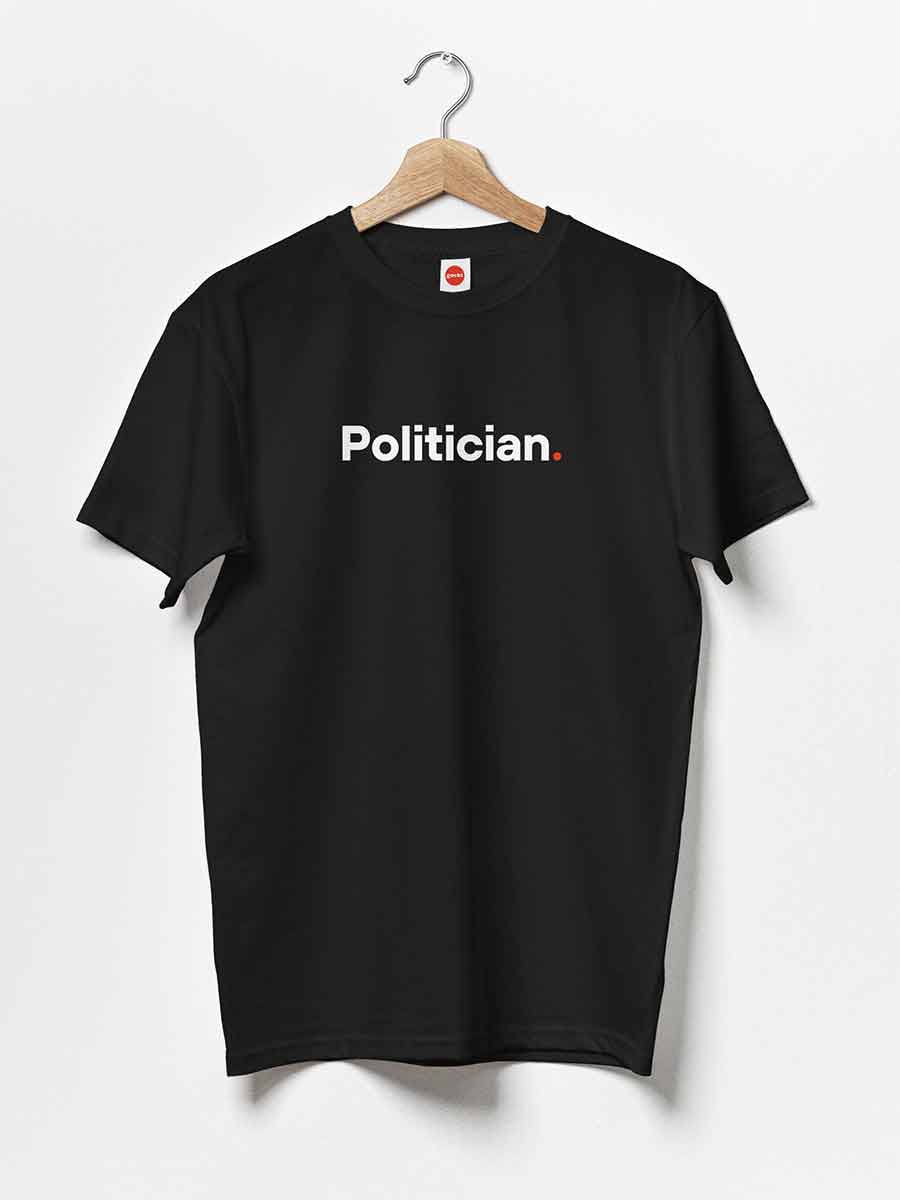 Politician - Minimalist Black Cotton T-Shirt