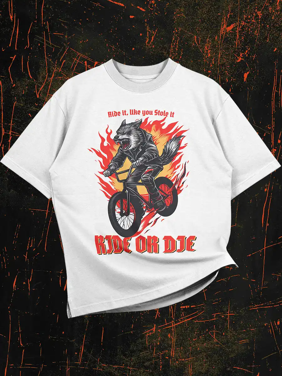 Ride or Die - White Oversized Cotton T-Shirt