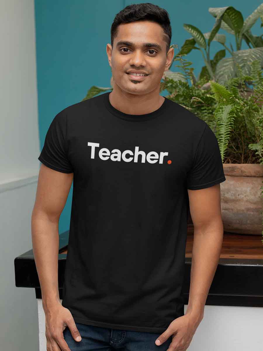 Man wearing Teacher - Minimalist Black Cotton T-Shirt