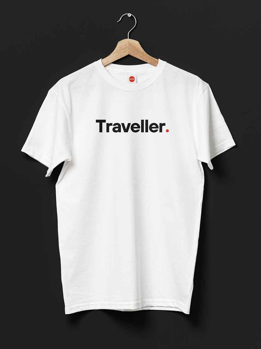 Traveller - Minimalist White Cotton T-Shirt