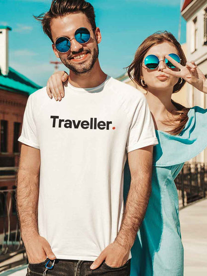 Man wearing Traveller - Minimalist White Cotton T-Shirt