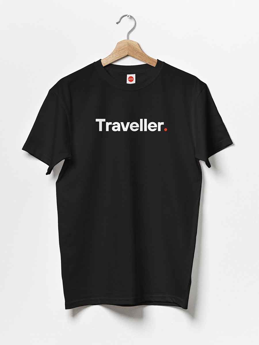 Traveller - Minimalist Black Cotton T-Shirt