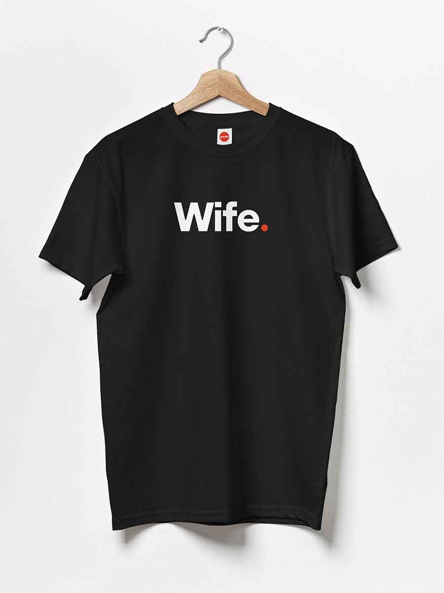 Wife - Minimalist Black Cotton T-Shirt