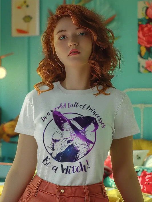 Woman wearing Be a Witch - White Women's cotton T-Shirt