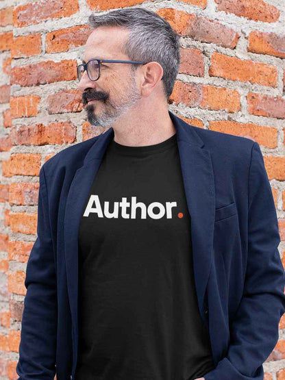 Man wearing Author - Minimalist Black Cotton T-Shirt