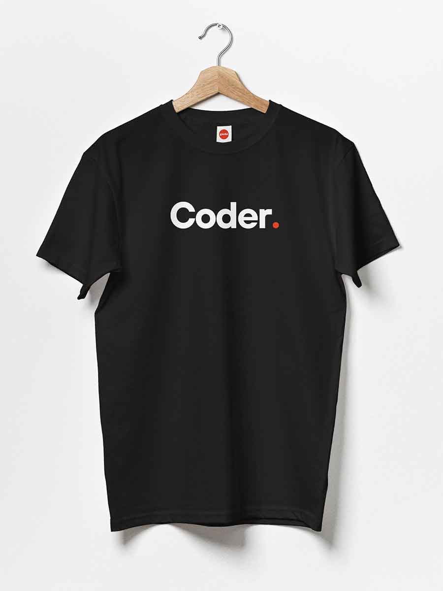 Coder - Minimalist Black Cotton T-Shirt