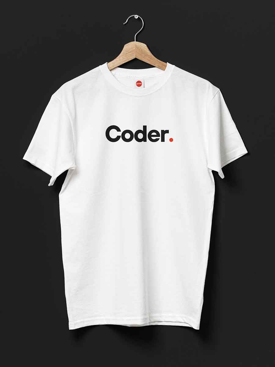 Coder - Minimalist White Cotton T-Shirt