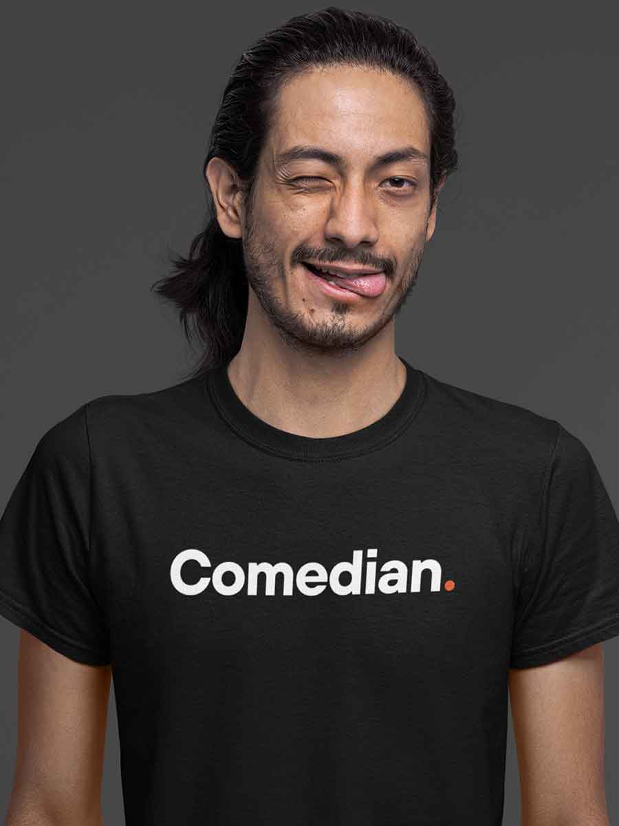 Man wearing Comedian - Minimalist Black Cotton T-Shirt