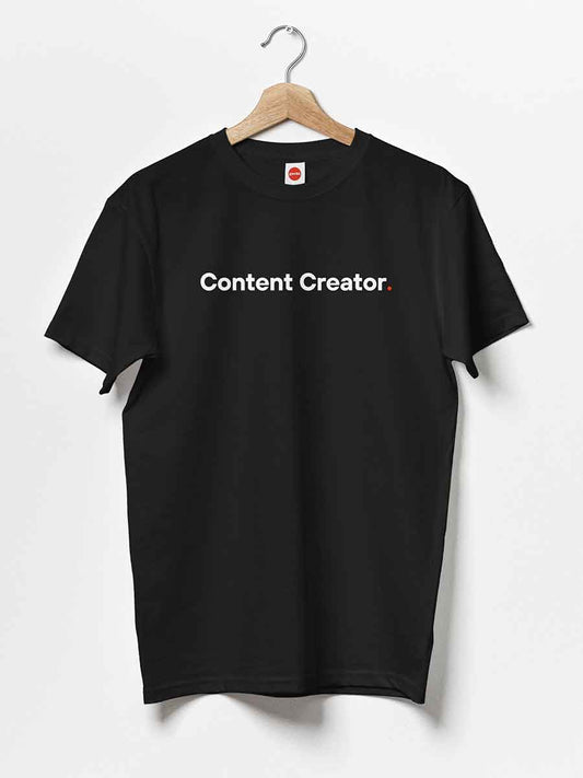 Content Creator - Minimalist Black Cotton T-Shirt