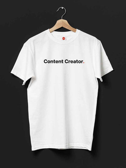 Content Creator - Minimalist White Cotton T-Shirt