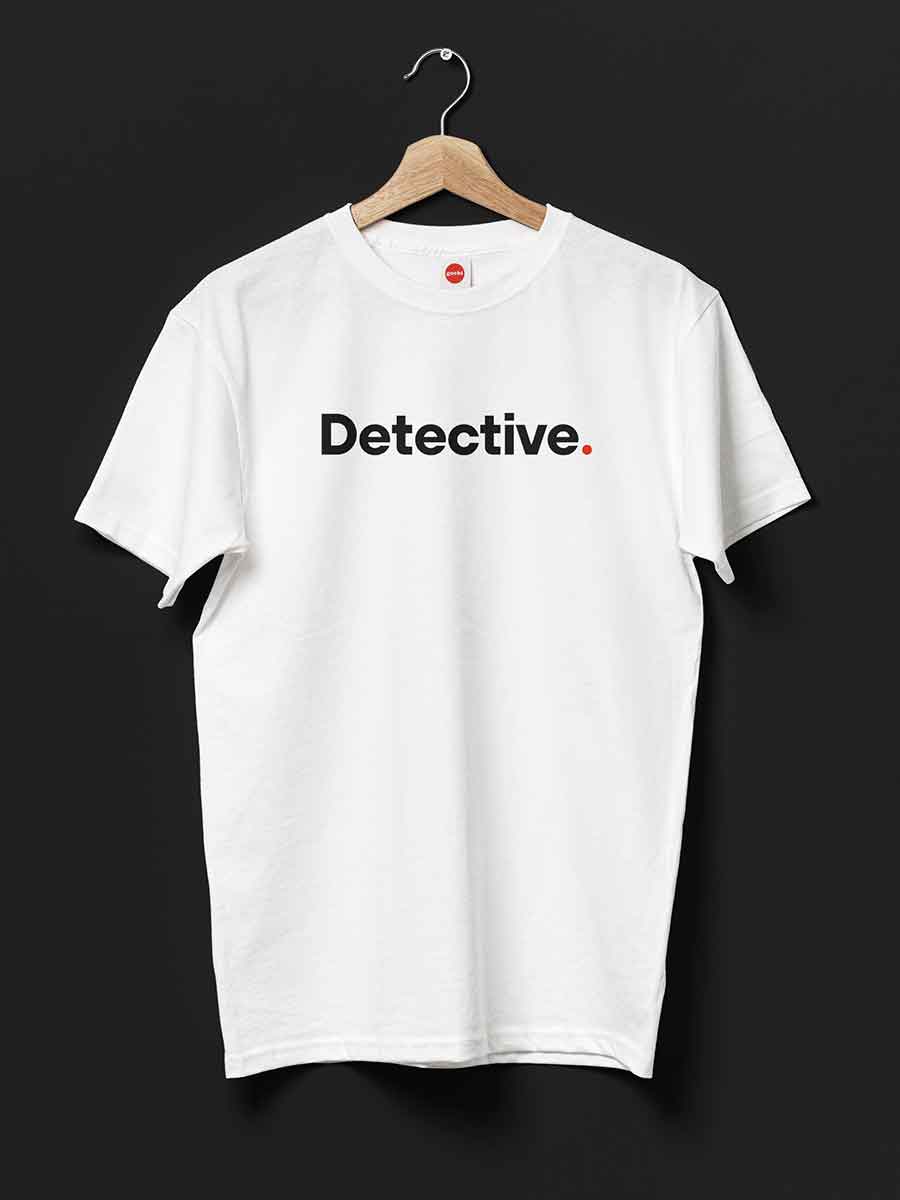 Detective - Minimalist White Cotton T-Shirt