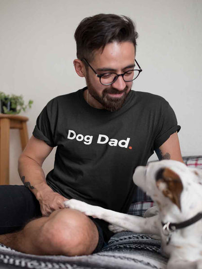 Man wearing Dog Dad - Minimalist Black Cotton T-Shirt