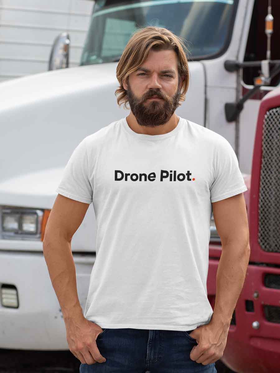 Man wearing Drone Pilot - Minimalist White Cotton T-Shirt