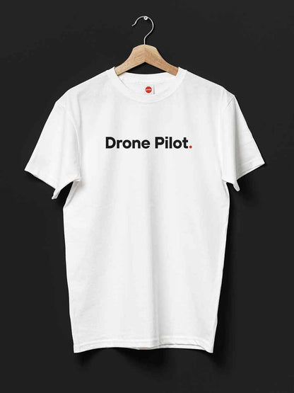 Drone Pilot - Minimalist White Cotton T-Shirt