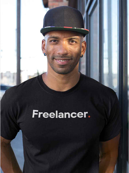 Man wearing Freelancer - Minimalist Black Cotton T-Shirt