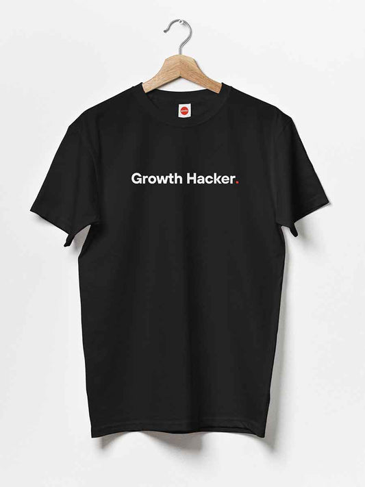 Growth Hacker - Minimalist Black Cotton T-Shirt