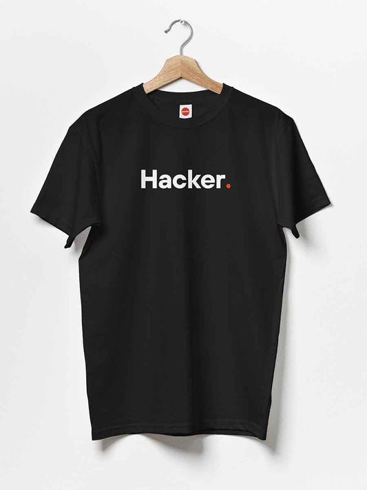 Hacker - Minimalist Black Cotton T-Shirt