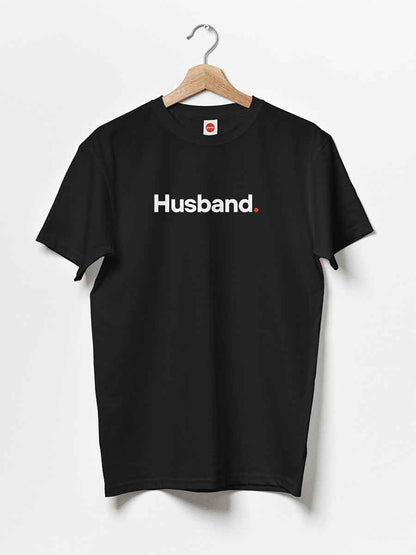 Husband - Minimalist Black Cotton T-Shirt