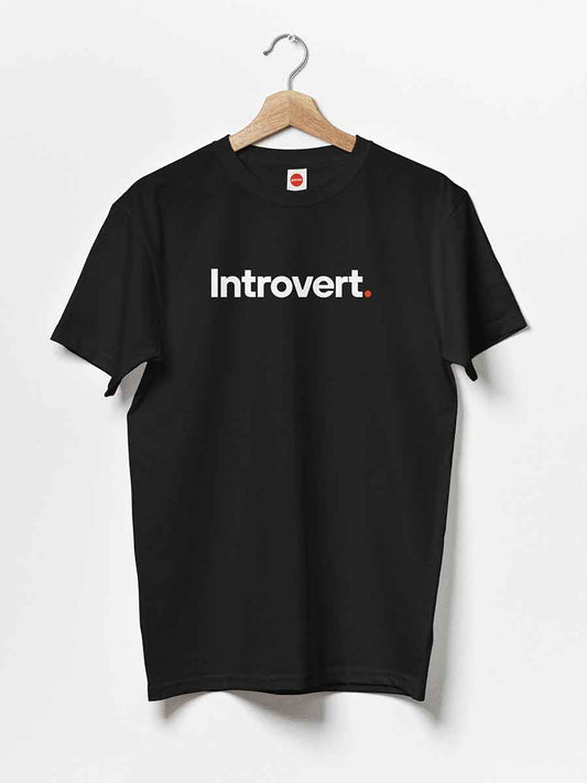 Introvert - Minimalist Black Cotton T-Shirt