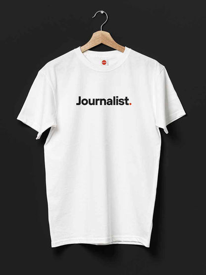 Journalist - Minimalist White Cotton  T-Shirt