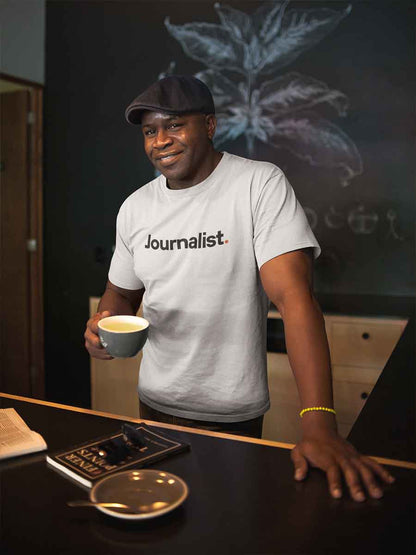 Man wearing Journalist - Minimalist White Cotton  T-Shirt