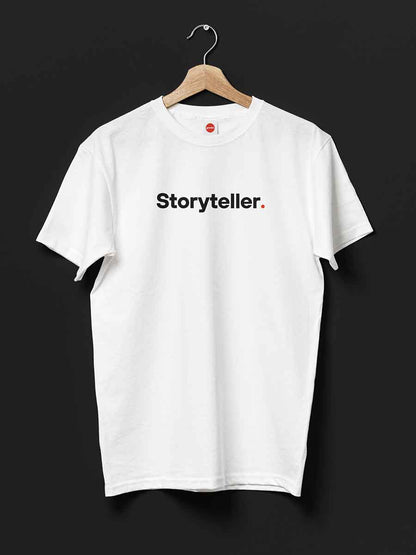 Storyteller - Minimalist White Cotton T-Shirt