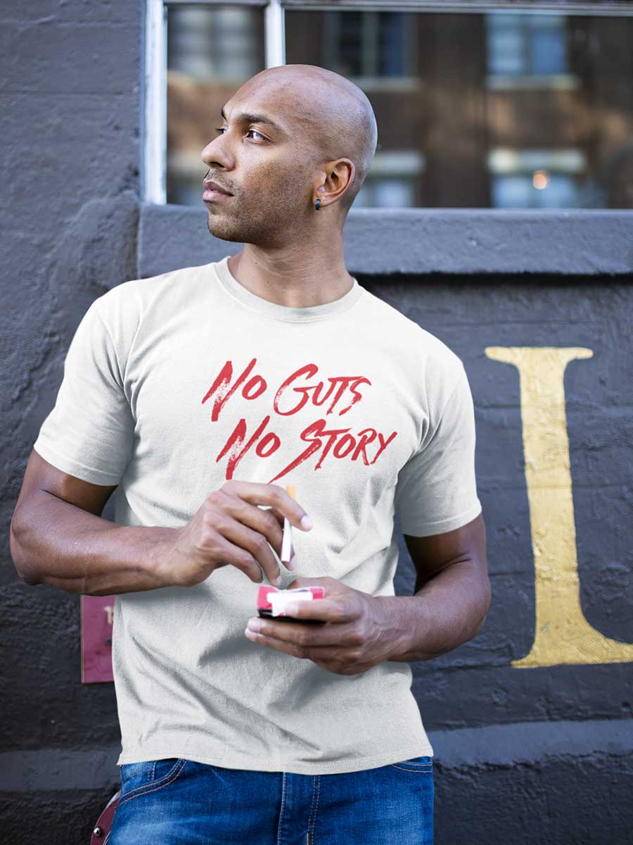 No Guts No Story - Red on White - Men's Cotton T-Shirt