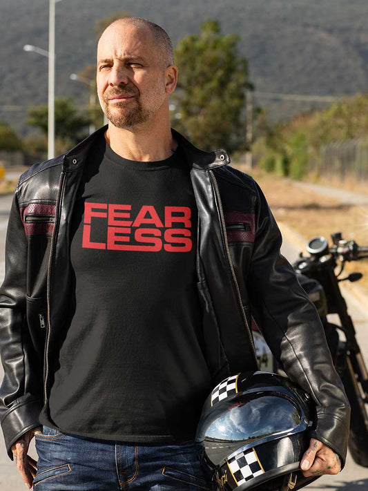 Fearless - Red on Black - Men's Cotton T-Shirt