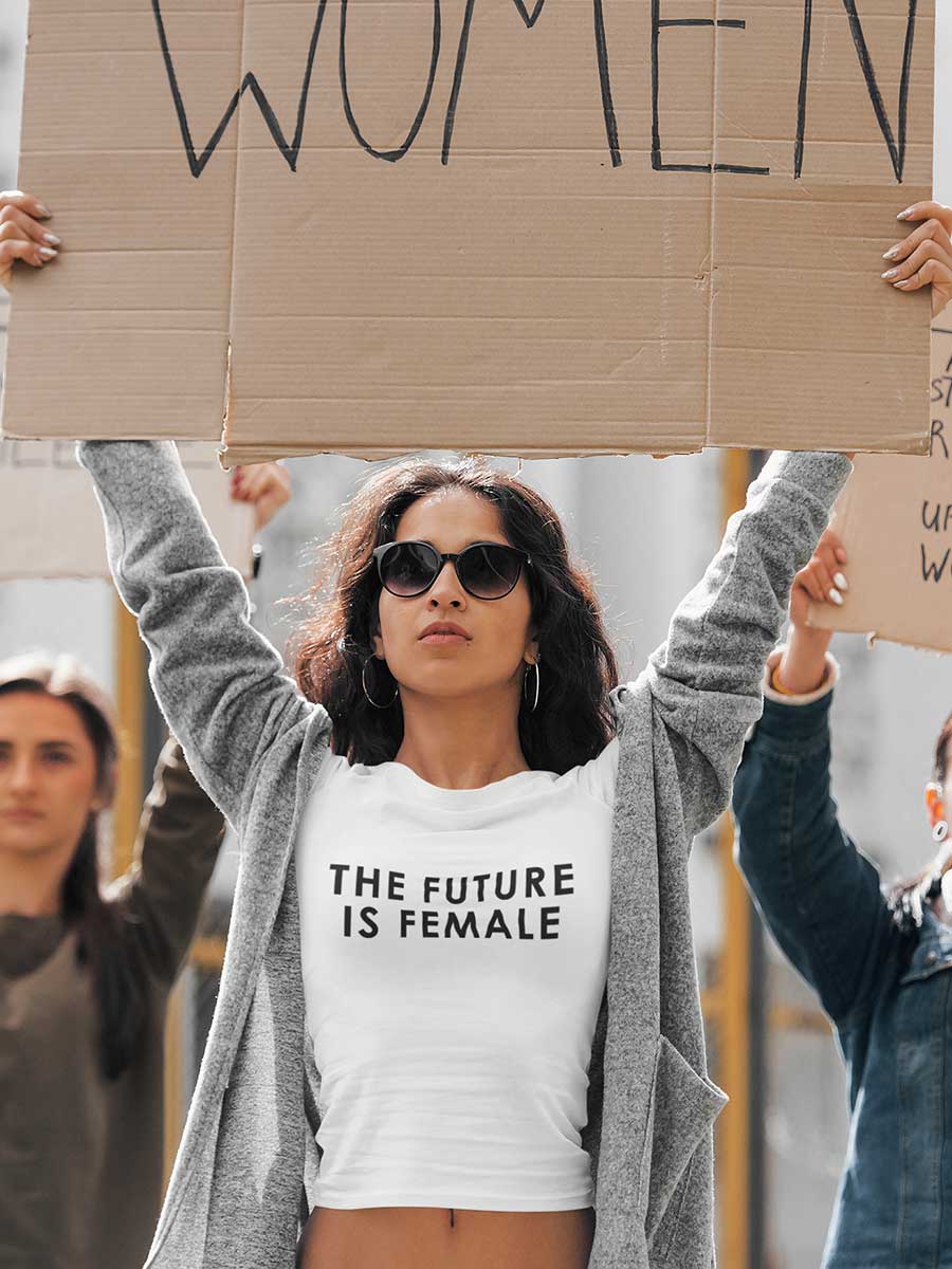 The Future is Female - White Cotton Crop Top